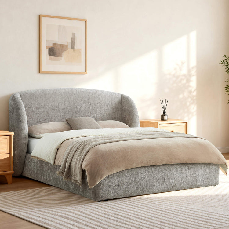 Evie Wingback Upholstered Storage Platform Bed