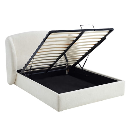 Evie Wingback Upholstered Storage Platform Bed