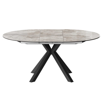 Finley Round Extendable Sintered Stone Dining Table,47"-62"