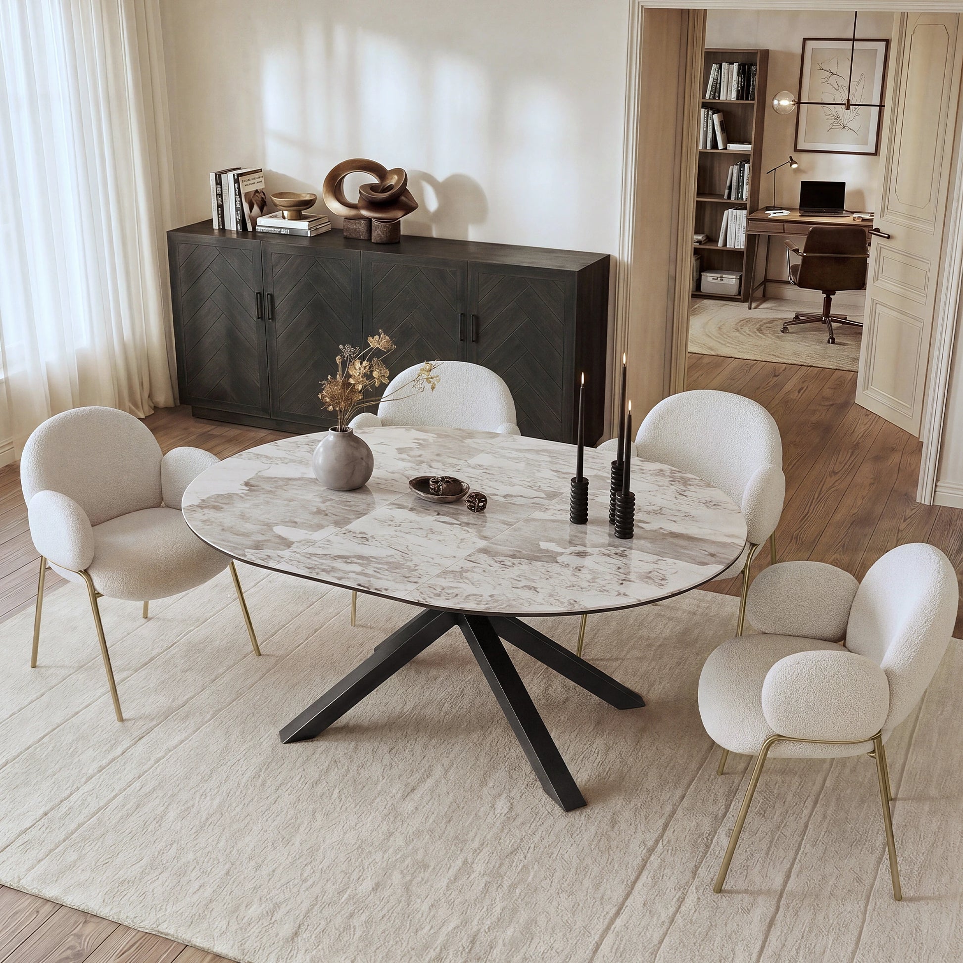 Finley Round Extendable Sintered Stone Dining Table - CHITA Living