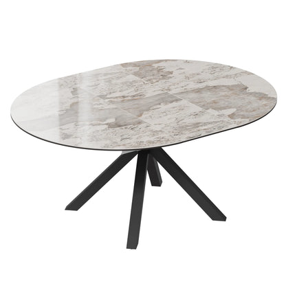 Finley Round Extendable Sintered Stone Dining Table,47"-62"