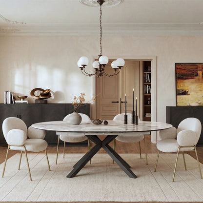 Finley Round Extendable Sintered Stone Dining Table,47"-62"