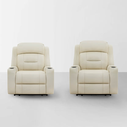 Garrison Genuine Leather Power Lay Flat Recliner with Power Headrest