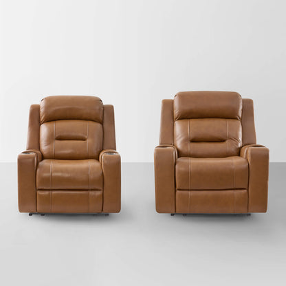 Garrison Genuine Leather Power Lay Flat Recliner with Power Headrest