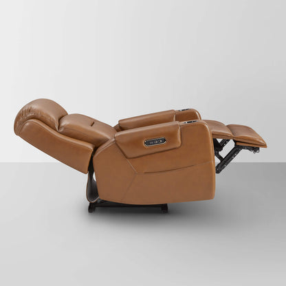 Garrison Genuine Leather Power Lay Flat Recliner with Power Headrest