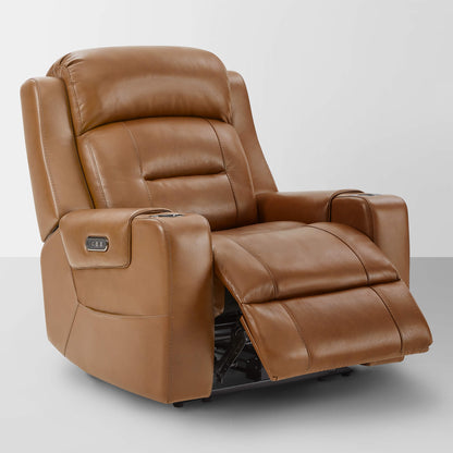 Garrison Genuine Leather Power Lay Flat Recliner with Power Headrest