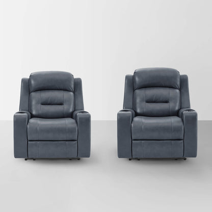 Garrison Genuine Leather Power Lay Flat Recliner with Power Headrest