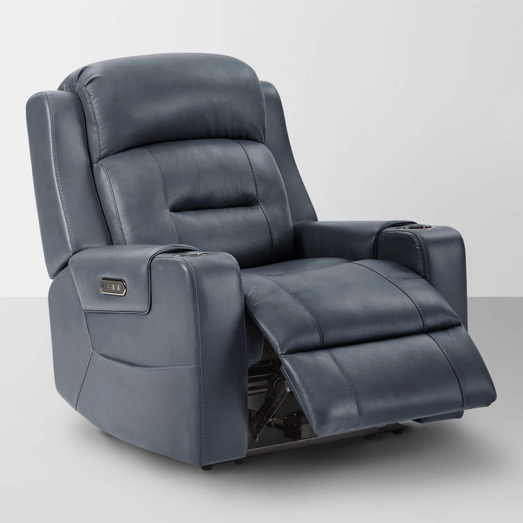 Garrison Genuine Leather Power Lay Flat Recliner with Power Headrest