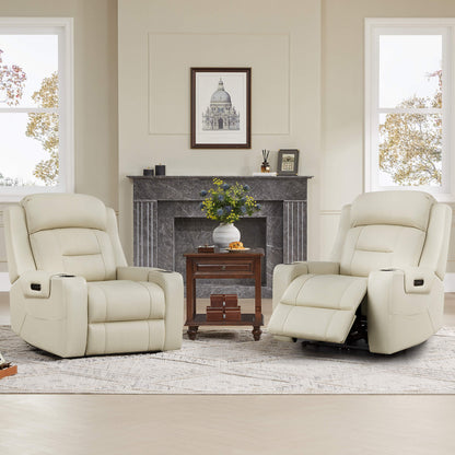 Garrison Genuine Leather Power Lay Flat Recliner with Power Headrest
