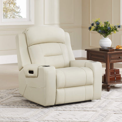 Garrison Genuine Leather Power Lay Flat Recliner with Power Headrest