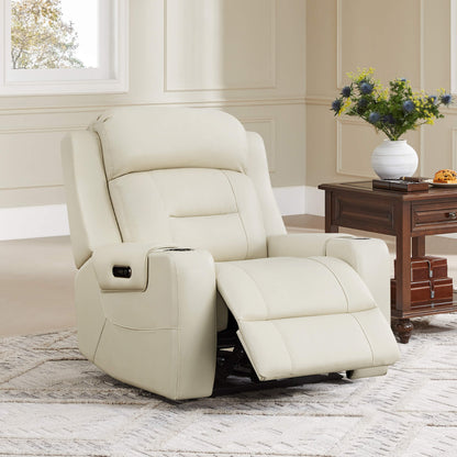 Garrison Genuine Leather Power Lay Flat Recliner with Power Headrest