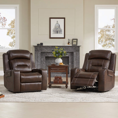 Garrison Genuine Leather Power Lay Flat Recliner with Power Headrest