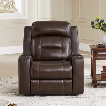 Garrison Genuine Leather Power Lay Flat Recliner with Power Headrest