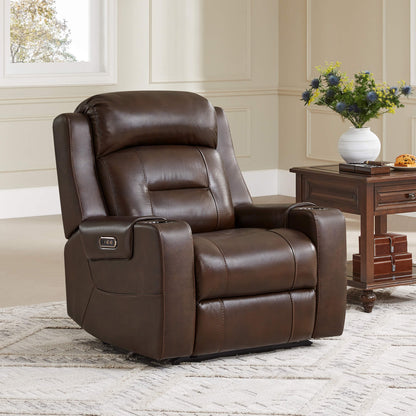 Garrison Genuine Leather Power Lay Flat Recliner with Power Headrest