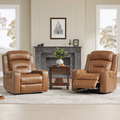 Garrison Genuine Leather Power Lay Flat Recliner with Power Headrest