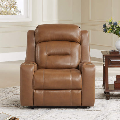 Garrison Genuine Leather Power Lay Flat Recliner with Power Headrest