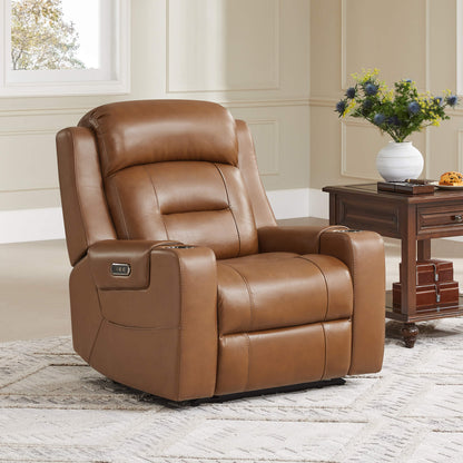 Garrison Genuine Leather Power Lay Flat Recliner with Power Headrest