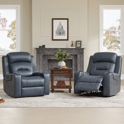 Garrison Genuine Leather Power Lay Flat Recliner with Power Headrest