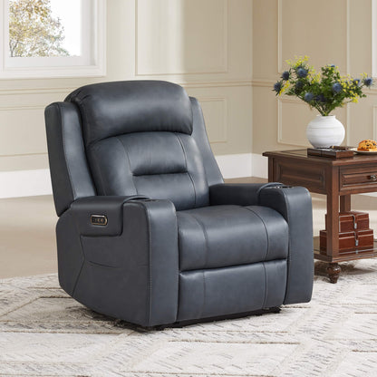 Garrison Genuine Leather Power Lay Flat Recliner with Power Headrest