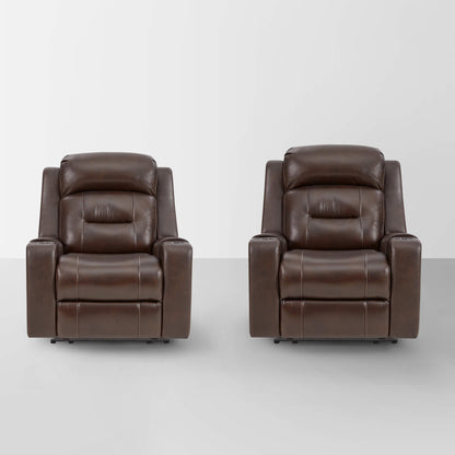 Garrison Genuine Leather Power Lay Flat Recliner with Power Headrest