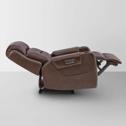 Garrison Genuine Leather Power Lay Flat Recliner with Power Headrest