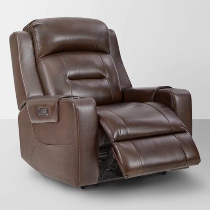 Garrison Genuine Leather Power Lay Flat Recliner with Power Headrest