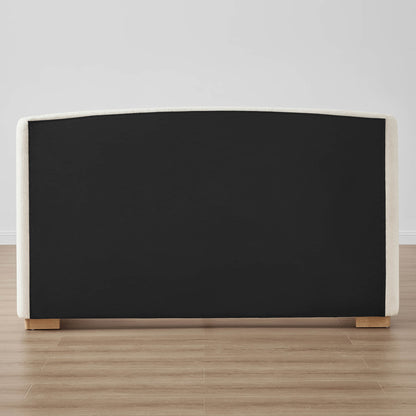 Ron Modern Boucle Upholstered Platform Bed with Solid Wood Base -Queen Size