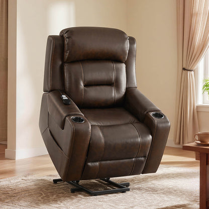 Garrison Genuine Leather Power Massage & Heat Recliner Lift Chair