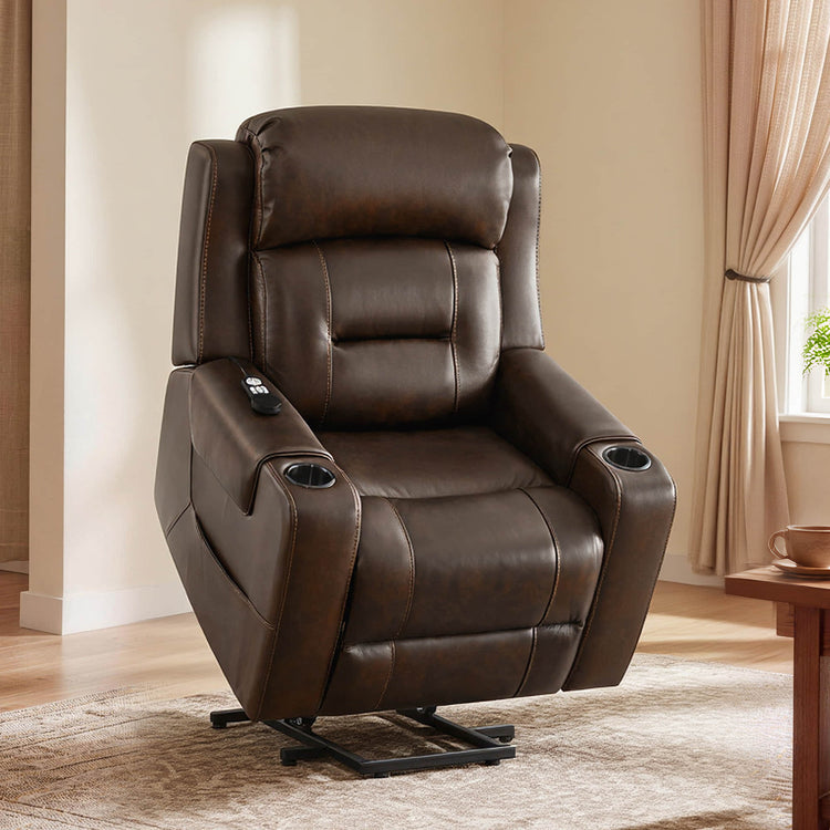 Garrison Genuine Leather Power Massage & Heat Recliner Lift Chair