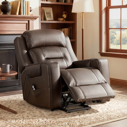 Garrison Genuine Leather Power Massage & Heat Recliner Lift Chair