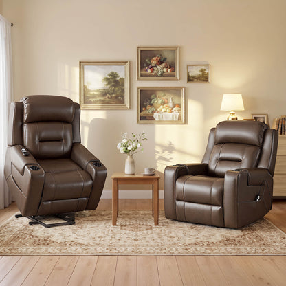 Garrison Genuine Leather Power Massage & Heat Recliner Lift Chair