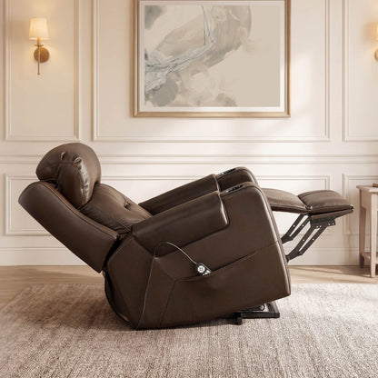 Garrison Genuine Leather Power Massage & Heat Recliner Lift Chair