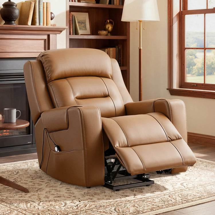 Garrison Genuine Leather Power Massage & Heat Recliner Lift Chair