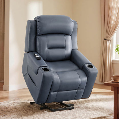 Garrison Genuine Leather Power Massage & Heat Recliner Lift Chair
