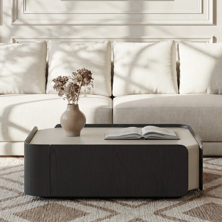 Glenn Square Storage Coffee Table with Dual Drawers