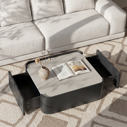 Glenn Square Storage Coffee Table with Dual Drawers