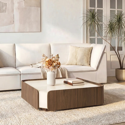 Glenn Square Storage Coffee Table with Dual Drawers