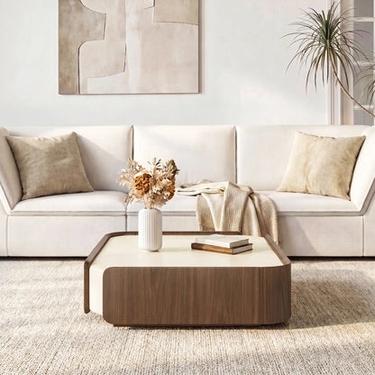 Glenn Square Storage Coffee Table with Dual Drawers