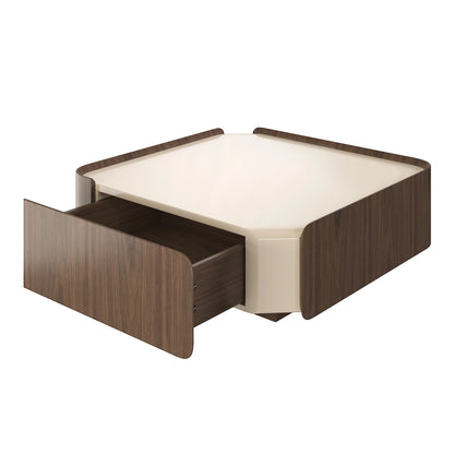 Glenn Square Storage Coffee Table with Dual Drawers