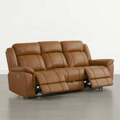 Grady Genuine Leather Power Reclining Sofa with Flip-Down Tabletop