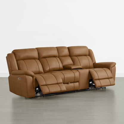 Grady Genuine Leather Power Reclining Sofa with Flip-Down Tabletop