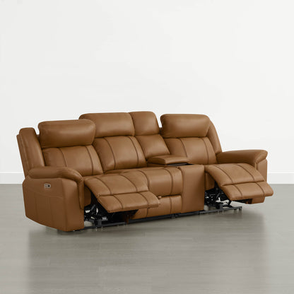 Grady Genuine Leather Power Reclining Sofa with Flip-Down Tabletop