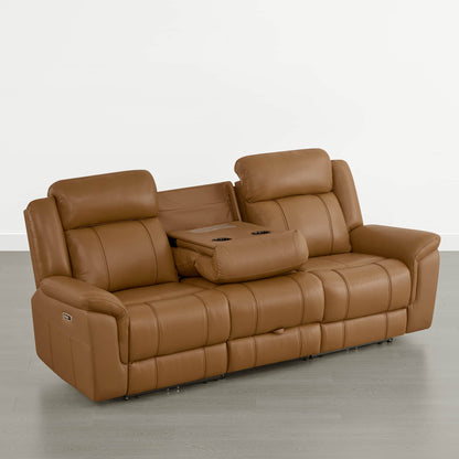 Grady Genuine Leather Power Reclining Sofa with Flip-Down Tabletop