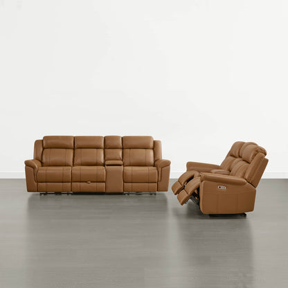 Grady Genuine Leather Power Reclining Sofa with Flip-Down Tabletop