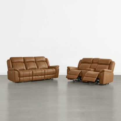 Grady Genuine Leather Power Reclining Sofa with Flip-Down Tabletop