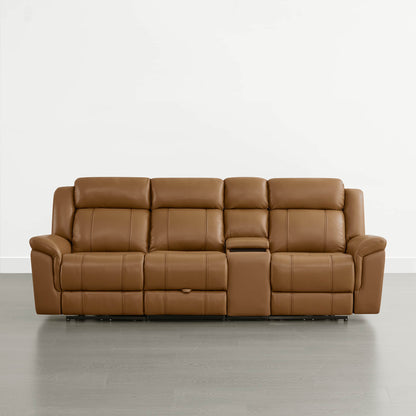 Grady Genuine Leather Power Reclining Sofa with Flip-Down Tabletop
