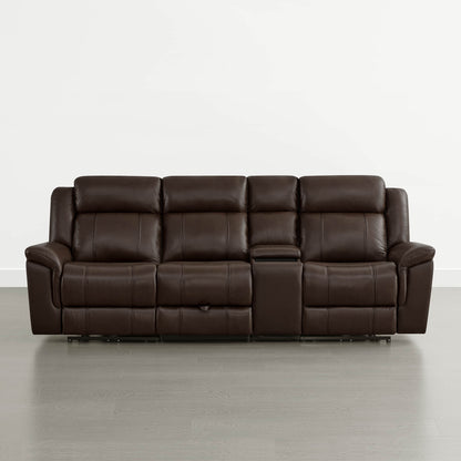 Grady Genuine Leather Power Reclining Sofa with Flip-Down Tabletop