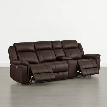 Grady Genuine Leather Power Reclining Sofa with Flip-Down Tabletop