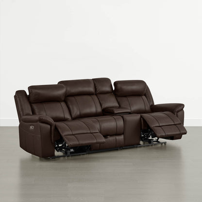 Grady Genuine Leather Power Reclining Sofa with Flip-Down Tabletop