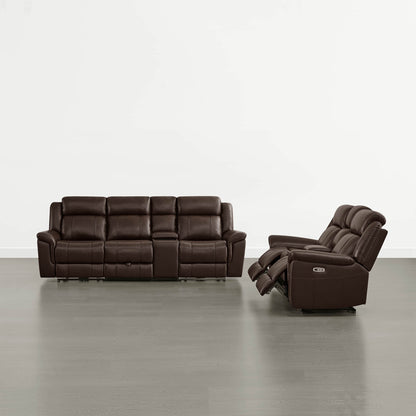 Grady Genuine Leather Power Reclining Sofa with Flip-Down Tabletop